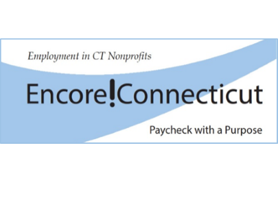 Encore!Connecticut logo with the words "employment in CT nonprofits" and "paycheck with a purpose"