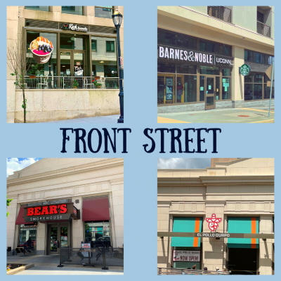 Front Street: Rush Bowls, Starbucks, Bear's Smokehouse and El Pollo Guapo
